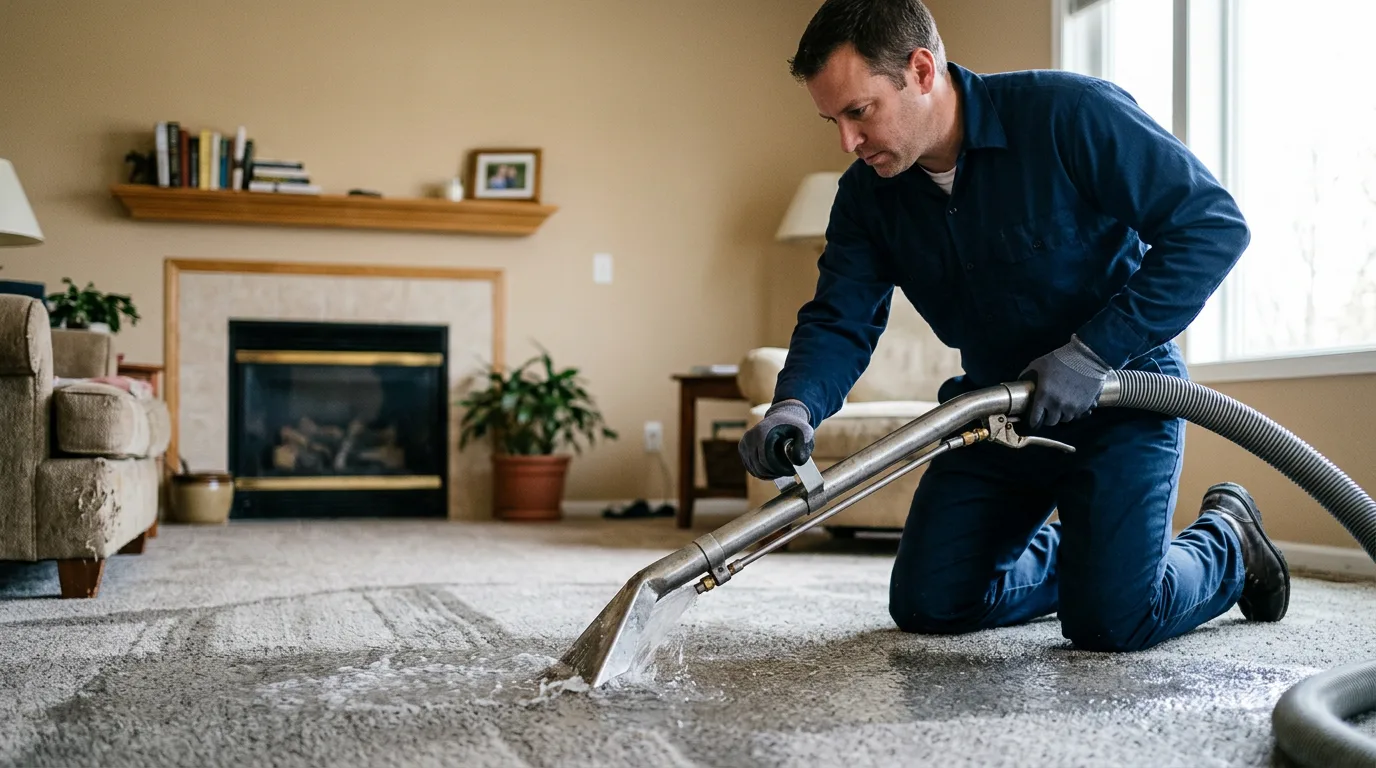 Water damage restoration technician working near Eureka, IL
